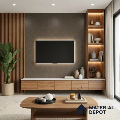 Brown Marble Look LM 02836 Casper Copper 8 ft x 4 ft Crux Finish Decorative Laminate - 1 mm | Suitable for TV Unit, Wardrobe, Kitchen Cabinets