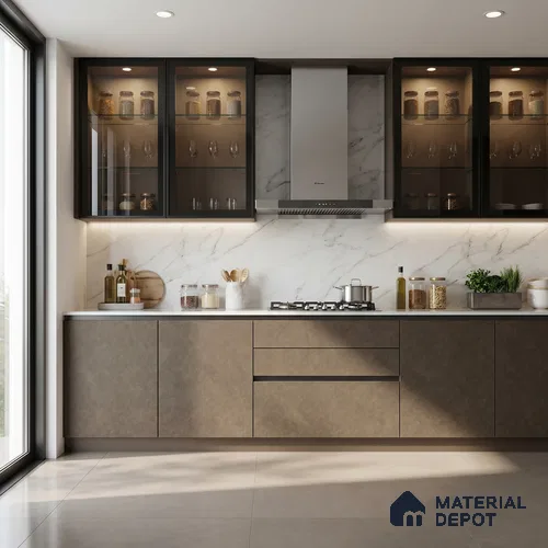 Brown Marble Look LM 02836 Casper Copper 8 ft x 4 ft Crux Finish Decorative Laminate - 1 mm | Suitable for TV Unit, Wardrobe, Kitchen Cabinets