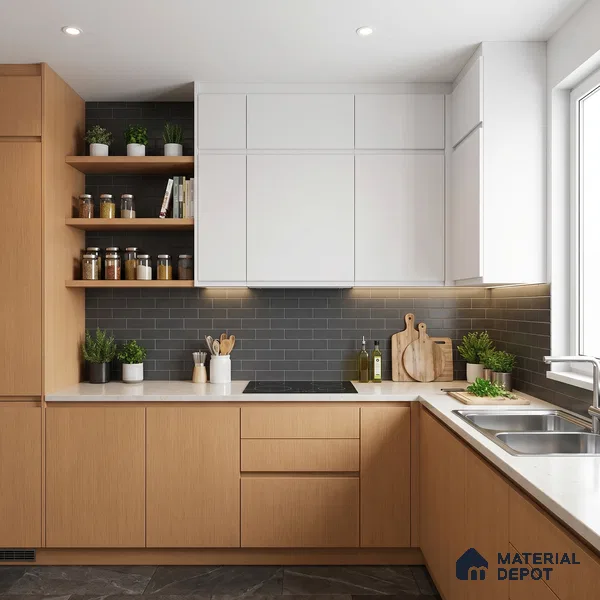 Wooden Look LM 02839 Burma Teak Yellow 8 ft x 4 ft Rugged Soft Oak Finish Decorative Laminate - 1 mm | Suitable for TV Unit, Wardrobe, Kitchen Cabinets