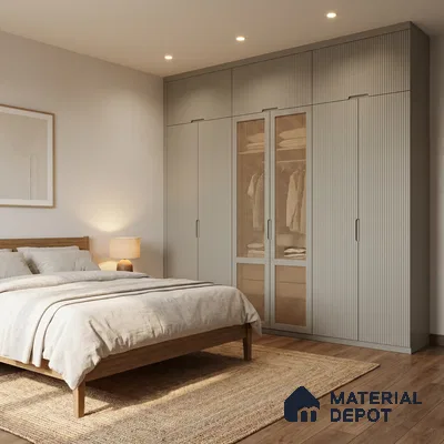 Wooden Look LM 02842 Light 8 ft x 4 ft Bamboo Channel Finish Decorative Laminate - 1 mm | Suitable for TV Unit, Wardrobe, Kitchen Cabinets