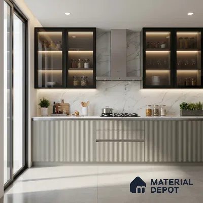 Wooden Look LM 02842 Light 8 ft x 4 ft Bamboo Channel Finish Decorative Laminate - 1 mm | Suitable for TV Unit, Wardrobe, Kitchen Cabinets