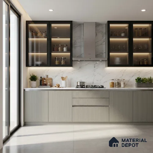 Wooden Look LM 02842 Light 8 ft x 4 ft Bamboo Channel Finish Decorative Laminate - 1 mm | Suitable for TV Unit, Wardrobe, Kitchen Cabinets