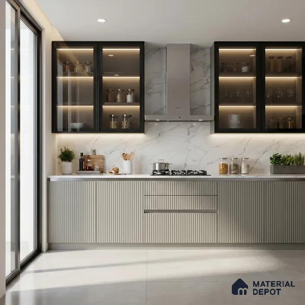 Wooden Look LM 02842 Light 8 ft x 4 ft Bamboo Channel Finish Decorative Laminate - 1 mm | Suitable for TV Unit, Wardrobe, Kitchen Cabinets