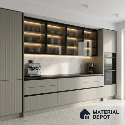 Wooden Look LM 02842 Light 8 ft x 4 ft Bamboo Channel Finish Decorative Laminate - 1 mm | Suitable for TV Unit, Wardrobe, Kitchen Cabinets