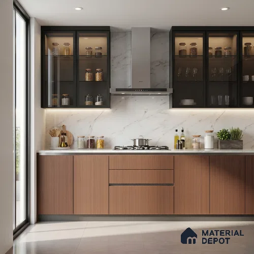 Wooden Look LM 02845 Redian 8 ft x 4 ft Bamboo Channel Finish Decorative Laminate - 1 mm | Suitable for TV Unit, Wardrobe, Kitchen Cabinets