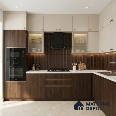 Wooden Look LM 02856 Sycamore 8 ft x 4 ft Zontal Line Finish Decorative Laminate - 1 mm | Suitable for TV Unit, Wardrobe, Kitchen Cabinets
