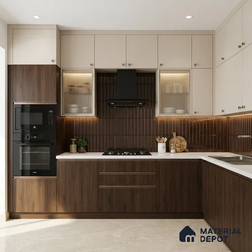 Wooden Look LM 02856 Sycamore 8 ft x 4 ft Zontal Line Finish Decorative Laminate - 1 mm | Suitable for TV Unit, Wardrobe, Kitchen Cabinets