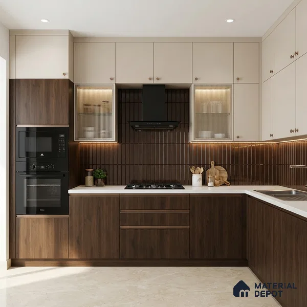 Wooden Look LM 02856 Sycamore 8 ft x 4 ft Zontal Line Finish Decorative Laminate - 1 mm | Suitable for TV Unit, Wardrobe, Kitchen Cabinets