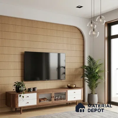 Wooden Look LM 02857 Drum Stick 8 ft x 4 ft Zontal Line Finish Decorative Laminate - 1 mm | Suitable for TV Unit, Wardrobe, Kitchen Cabinets