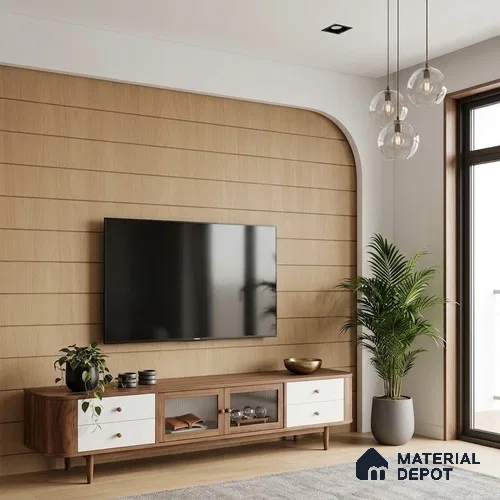 Wooden Look LM 02857 Drum Stick 8 ft x 4 ft Zontal Line Finish Decorative Laminate - 1 mm | Suitable for TV Unit, Wardrobe, Kitchen Cabinets