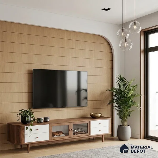 Wooden Look LM 02857 Drum Stick 8 ft x 4 ft Zontal Line Finish Decorative Laminate - 1 mm | Suitable for TV Unit, Wardrobe, Kitchen Cabinets