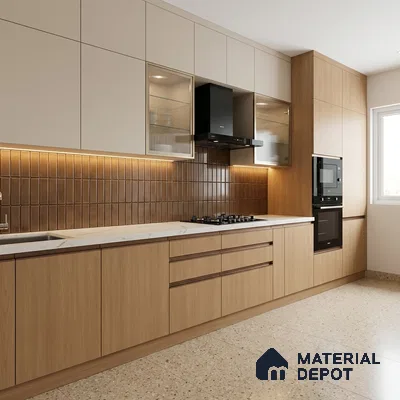 Wooden Look LM 02857 Drum Stick 8 ft x 4 ft Zontal Line Finish Decorative Laminate - 1 mm | Suitable for TV Unit, Wardrobe, Kitchen Cabinets