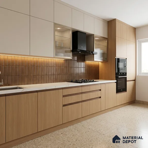 Wooden Look LM 02857 Drum Stick 8 ft x 4 ft Zontal Line Finish Decorative Laminate - 1 mm | Suitable for TV Unit, Wardrobe, Kitchen Cabinets