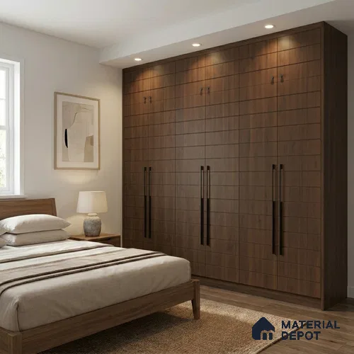 Wooden Look LM 02858 Dare Walnut 8 ft x 4 ft Zontal Line Finish Decorative Laminate - 1 mm | Suitable for TV Unit, Wardrobe, Kitchen Cabinets