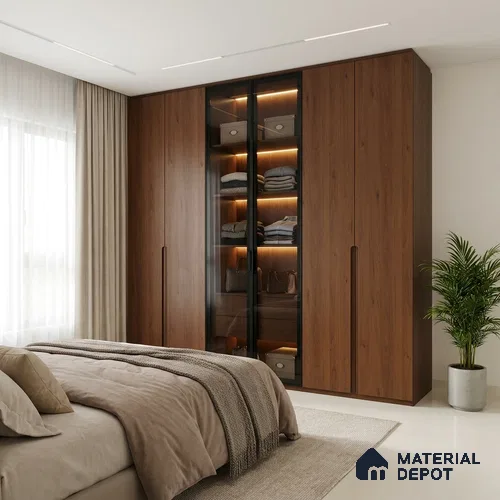 Wooden Look LM 02861 Balsar Cherry 8 ft x 4 ft Hydra Bark Finish Decorative Laminate - 1 mm | Suitable for TV Unit, Wardrobe, Kitchen Cabinets