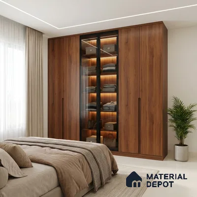 Wooden Look LM 02862 Cinnamon 8 ft x 4 ft Hydra Bark Finish Decorative Laminate - 1 mm | Suitable for TV Unit, Wardrobe, Kitchen Cabinets