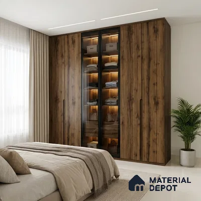Wooden Look LM 02869 Swiss Wooden Dark 8 ft x 4 ft Zero Soft Oak Finish Decorative Laminate - 1 mm | Suitable for TV Unit, Wardrobe, Kitchen Cabinets