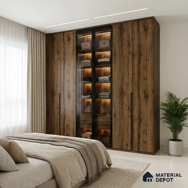 Wooden Look LM 02869 Swiss Wooden Dark 8 ft x 4 ft Zero Soft Oak Finish Decorative Laminate - 1 mm | Suitable for TV Unit, Wardrobe, Kitchen Cabinets