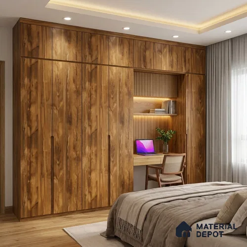 Wooden Look LM 02873 Boston Russet 8 ft x 4 ft Zero Soft Matt Finish Decorative Laminate - 1 mm | Suitable for TV Unit, Wardrobe, Kitchen Cabinets