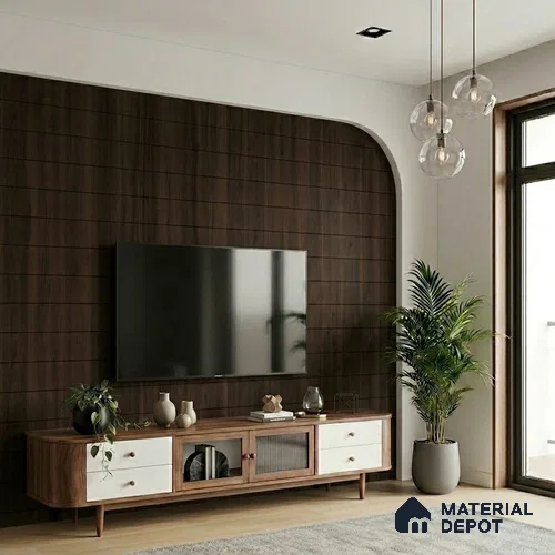 Wooden Look LM 02883 Green Wooden 8 ft x 4 ft Zontal Line Finish Decorative Laminate - 1 mm | Suitable for TV Unit, Wardrobe, Kitchen Cabinets