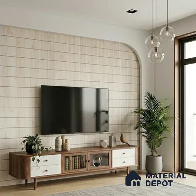 Wooden Look LM 02884 Knotty Pine 8 ft x 4 ft Zontal Line Finish Decorative Laminate - 1 mm | Suitable for TV Unit, Wardrobe, Kitchen Cabinets