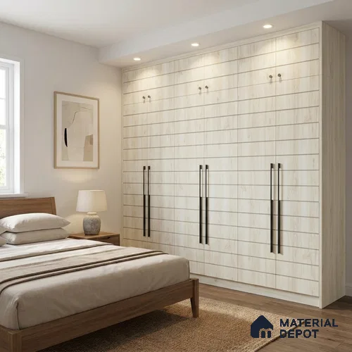 Wooden Look LM 02884 Knotty Pine 8 ft x 4 ft Zontal Line Finish Decorative Laminate - 1 mm | Suitable for TV Unit, Wardrobe, Kitchen Cabinets