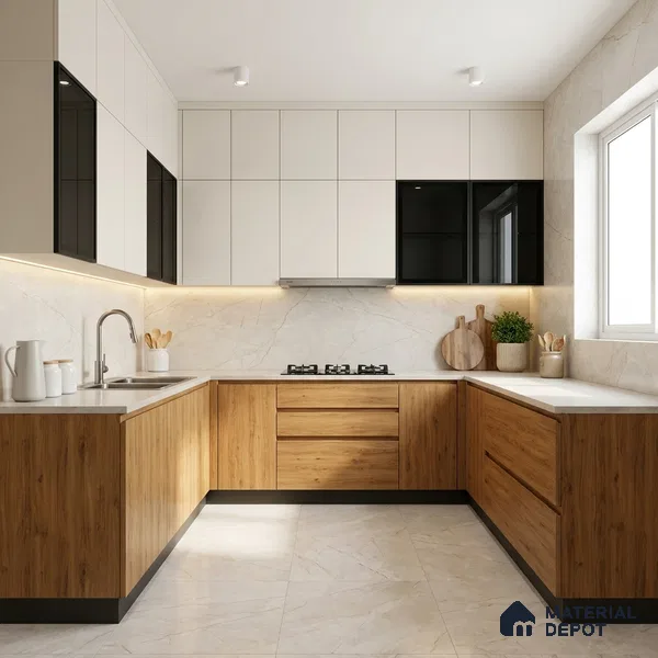 Wooden Look LM 02888 Swiss Wooden Light 8 ft x 4 ft Phoenix Finish Decorative Laminate - 1 mm | Suitable for TV Unit, Wardrobe, Kitchen Cabinets