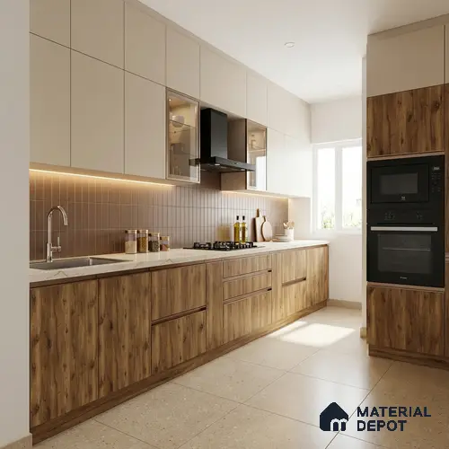 Wooden Look LM 02891 Light Natural Oak 8 ft x 4 ft Metallic Finish Decorative Laminate - 1 mm | Suitable for TV Unit, Wardrobe, Kitchen Cabinets