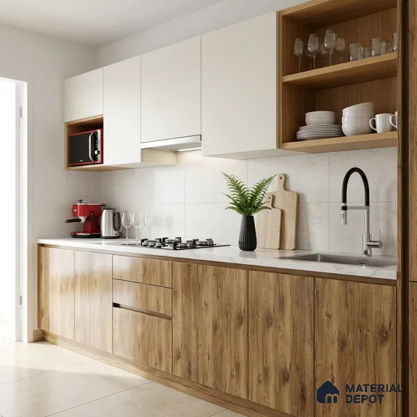 Wooden Look LM 02891 Light Natural Oak 8 ft x 4 ft Metallic Finish Decorative Laminate - 1 mm | Suitable for TV Unit, Wardrobe, Kitchen Cabinets