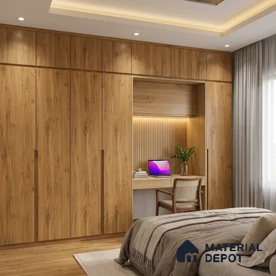 Wooden Look LM 02892 Swiss Woos Light 8 ft x 4 ft Zero Soft Matt Finish Decorative Laminate - 1 mm | Suitable for TV Unit, Wardrobe, Kitchen Cabinets