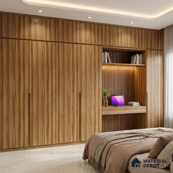 Wooden Look LM 02896 Santana Gold 8 ft x 4 ft Hydra Bark Finish Decorative Laminate - 1 mm | Suitable for TV Unit, Wardrobe, Kitchen Cabinets