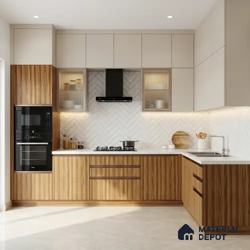 Wooden Look LM 02896 Santana Gold 8 ft x 4 ft Hydra Bark Finish Decorative Laminate - 1 mm | Suitable for TV Unit, Wardrobe, Kitchen Cabinets