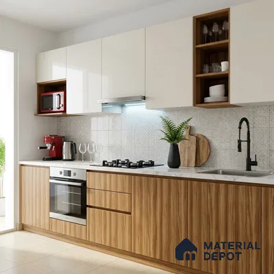 Wooden Look LM 02896 Santana Gold 8 ft x 4 ft Hydra Bark Finish Decorative Laminate - 1 mm | Suitable for TV Unit, Wardrobe, Kitchen Cabinets