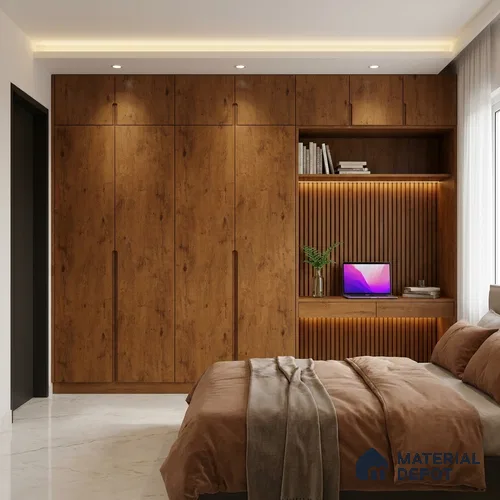 Wooden Look LM 02900 Natural Red Fern 8 ft x 4 ft Hydra Bark Finish Decorative Laminate - 1 mm | Suitable for TV Unit, Wardrobe, Kitchen Cabinets