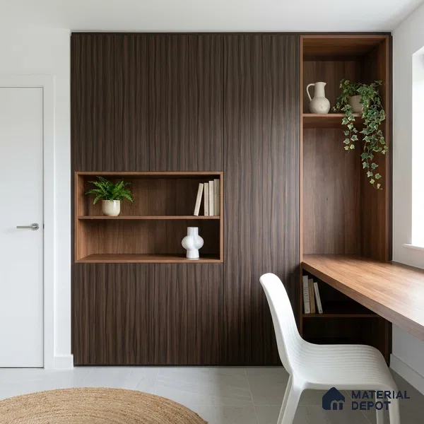 Wooden Look LM 02911 Smoke Walnut 8 ft x 4 ft Crest Wooden Finish Decorative Laminate - 1 mm | Suitable for TV Unit, Wardrobe, Kitchen Cabinets