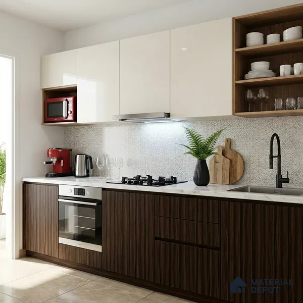 Wooden Look LM 02911 Smoke Walnut 8 ft x 4 ft Crest Wooden Finish Decorative Laminate - 1 mm | Suitable for TV Unit, Wardrobe, Kitchen Cabinets