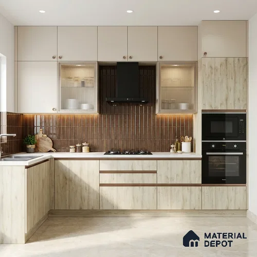 Wooden Look LM 02912 Cuneo Oak Light 8 ft x 4 ft Crest Wooden Finish Decorative Laminate - 1 mm | Suitable for TV Unit, Wardrobe, Kitchen Cabinets