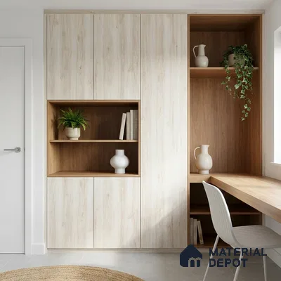 Wooden Look LM 02915 Knotty Pine 8 ft x 4 ft Impress Grain Finish Decorative Laminate - 1 mm | Suitable for TV Unit, Wardrobe, Kitchen Cabinets
