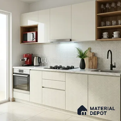 cream Marble Look LM 02918 8 ft x 4 ft Texture Finish Decorative Laminate - 1 mm | Suitable for TV Unit, Wardrobe, Kitchen Cabinets