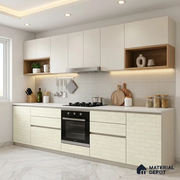 Beige Marble Look LM 02919 Egg White 8 ft x 4 ft RGL Finish Decorative Laminate - 1 mm | Suitable for TV Unit, Wardrobe, Kitchen Cabinets