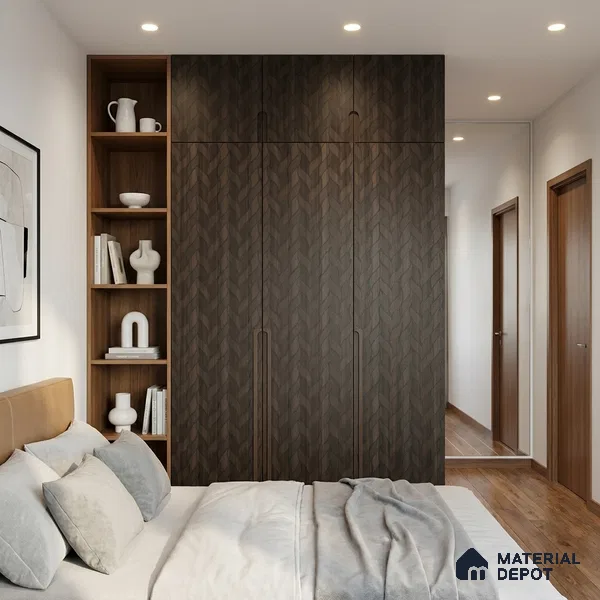 Brown Marble Look LM 02924 Smoke Walnut 8 ft x 4 ft Leaf Art Finish Decorative Laminate - 1 mm | Suitable for TV Unit, Wardrobe, Kitchen Cabinets