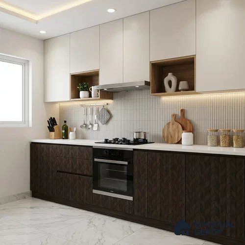 Brown Marble Look LM 02924 Smoke Walnut 8 ft x 4 ft Leaf Art Finish Decorative Laminate - 1 mm | Suitable for TV Unit, Wardrobe, Kitchen Cabinets