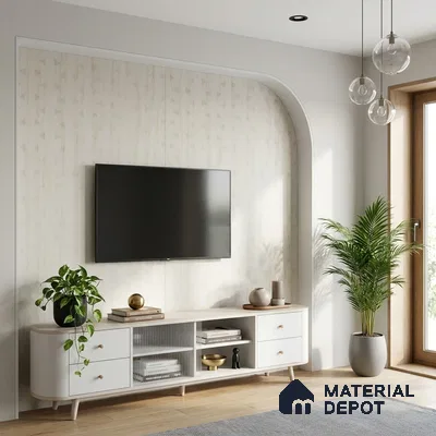 cream Marble Look LM 02926 8 ft x 4 ft Texture Finish Decorative Laminate - 1 mm | Suitable for TV Unit, Wardrobe, Kitchen Cabinets