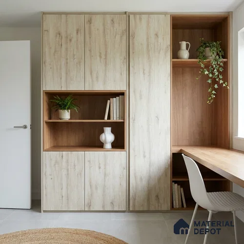 Beige Marble Look LM 02929 Cuneo Oak Light 8 ft x 4 ft Horizona Finish Decorative Laminate - 1 mm | Suitable for TV Unit, Wardrobe, Kitchen Cabinets