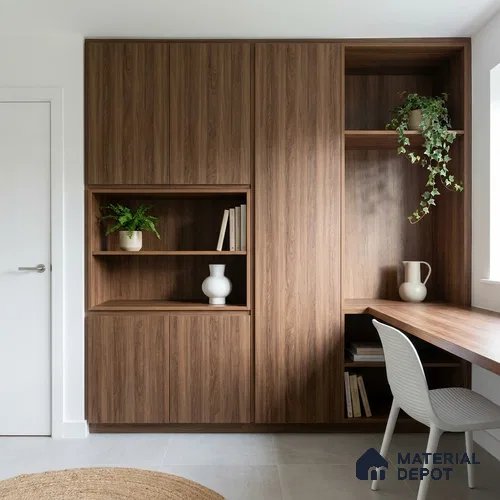 Wooden Look LM 02930 Manchurian Walnut 8 ft x 4 ft Rough Veneer Finish Decorative Laminate - 1 mm | Suitable for TV Unit, Wardrobe, Kitchen Cabinets