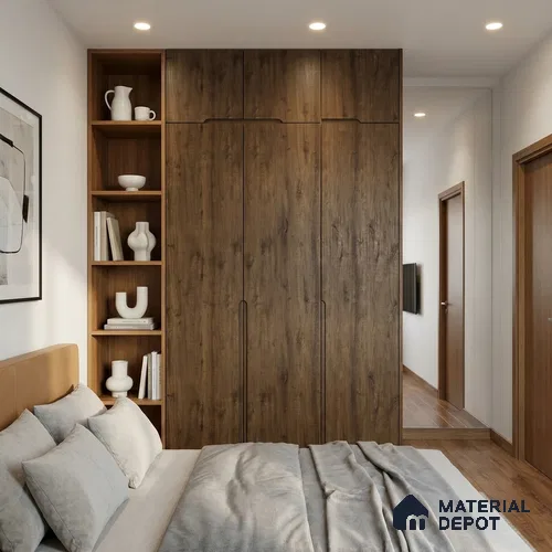 Wooden Look LM 02933 Cuneo Oak Cherry 8 ft x 4 ft Rough Veneer Finish Decorative Laminate - 1 mm | Suitable for TV Unit, Wardrobe, Kitchen Cabinets