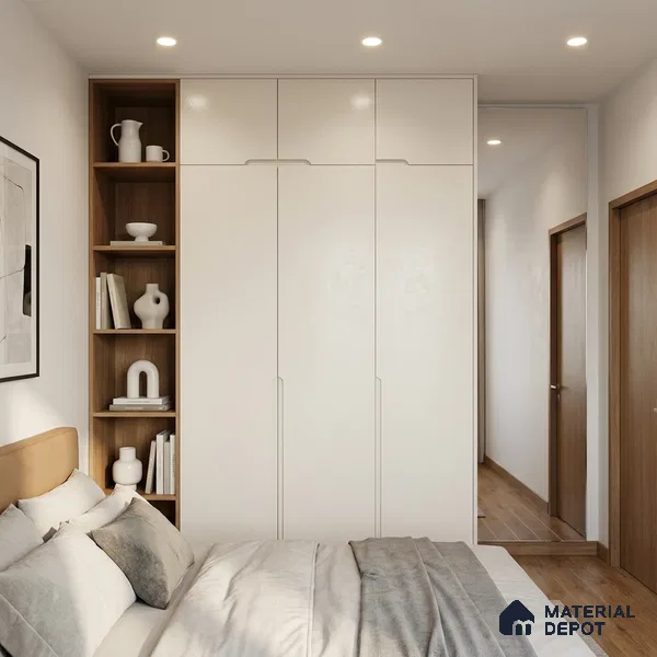 Textured Solid Look LM 02943 Metallic Ivory 8 ft x 4 ft Textura Finish Decorative Laminate - 1 mm | Suitable for TV Unit, Wardrobe, Kitchen Cabinets