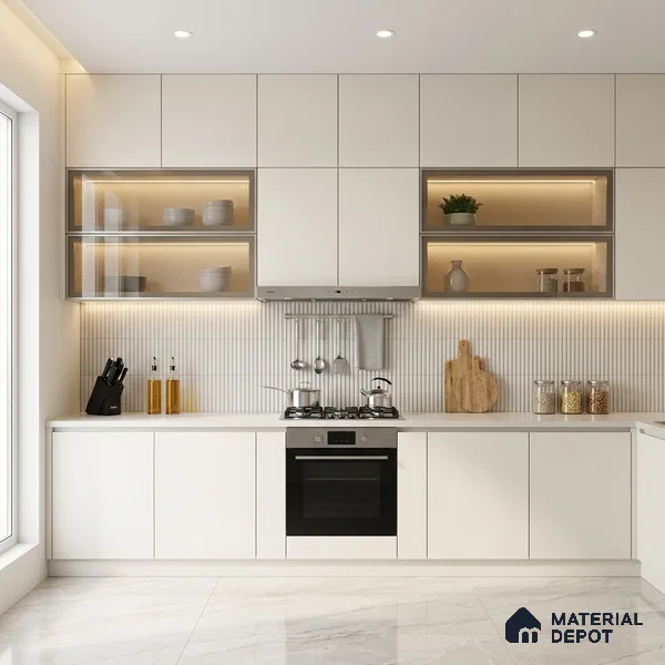 Textured Solid Look LM 02943 Metallic Ivory 8 ft x 4 ft Textura Finish Decorative Laminate - 1 mm | Suitable for TV Unit, Wardrobe, Kitchen Cabinets