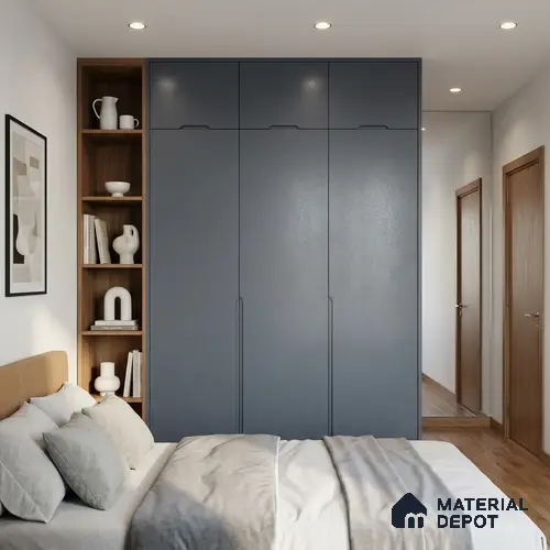 Textured Solid Look LM 02944 Metallic Blue 8 ft x 4 ft Textura Finish Decorative Laminate - 1 mm | Suitable for TV Unit, Wardrobe, Kitchen Cabinets