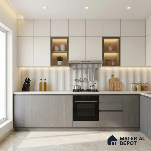 Grey Metallic Look LM 02948 Silver 8 ft x 4 ft Foil Finish Decorative Laminate - 1 mm | Suitable for TV Unit, Wardrobe, Kitchen Cabinets
